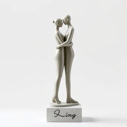 A highly minimalist and uniquely abstract representation of a statue featuring a simple yet distinctive woman and man, symbolizing the ultimate form of love