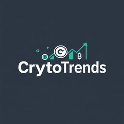 A modern and minimalist logo design for 'CryptoTrends', combining a technological and dynamic feel with professionalism and creative elements