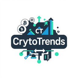 A modern and minimalist logo design for 'CryptoTrends', combining a technological and dynamic feel with professionalism and creative elements