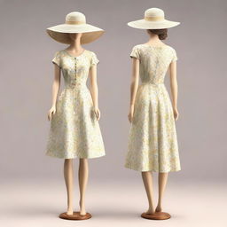 This image showcases a mannequin elegantly dressed in summer clothing