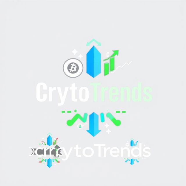 A logo design for 'CryptoTrends' that embodies themes of cryptocurrency, investment, and financial technology