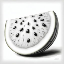 A black and white pencil sketch capturing the essence of a watermelon