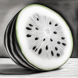 A black and white pencil sketch capturing the essence of a watermelon