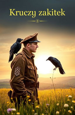 A book cover for 'Kruczy zakątek', depicting a theme of war and friendship