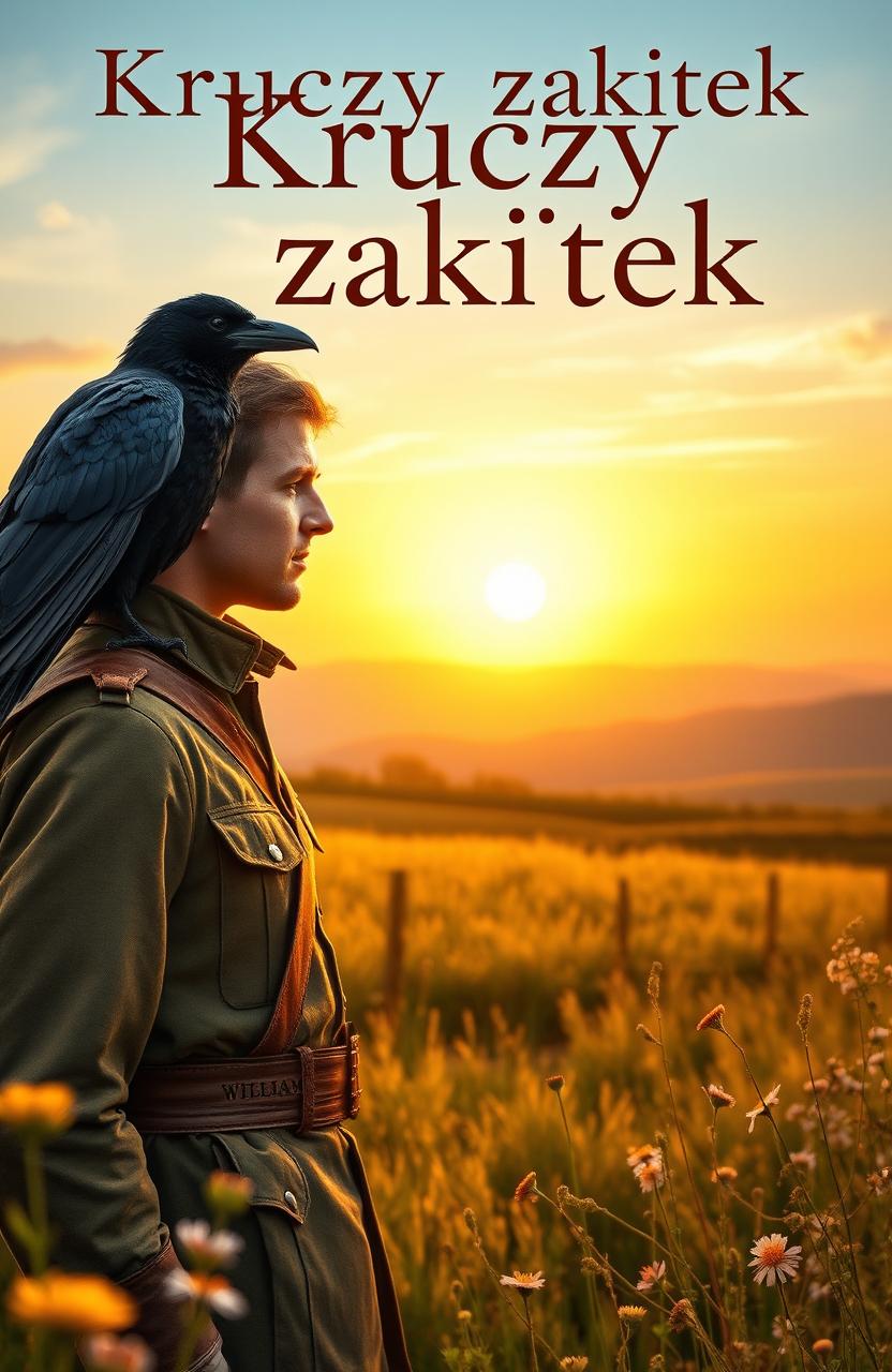 A book cover for 'Kruczy zakątek', depicting a theme of war and friendship