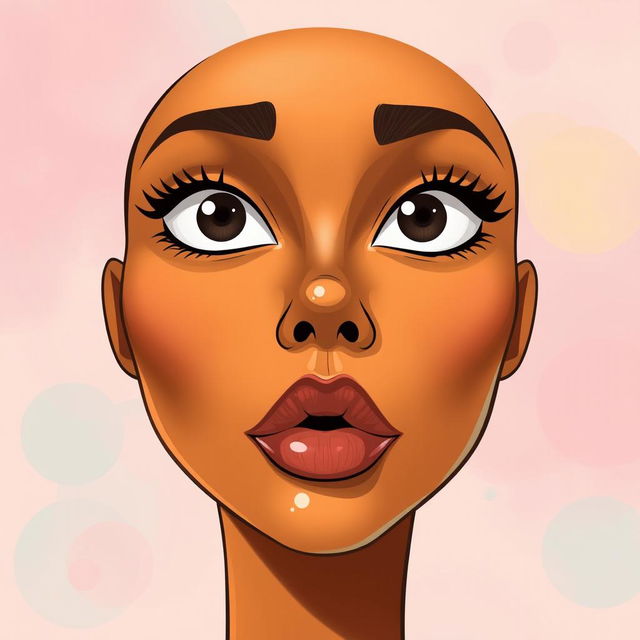 A stylized abstract representation of a face, featuring large expressive eyes, full lips, and an artistic interpretation of a nose added to complete the facial structure