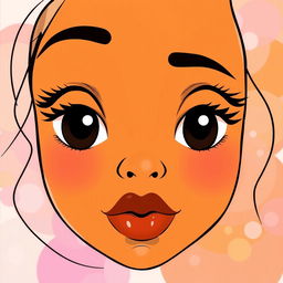 A stylized abstract representation of a face, featuring large expressive eyes, full lips, and an artistic interpretation of a nose added to complete the facial structure