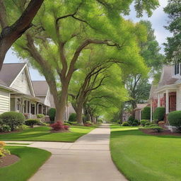 This is a high-resolution photograph showcasing the landscaping of a residential area