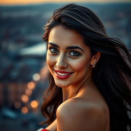 A stunning portrait of Ana de Armas, capturing her alluring beauty and captivating smile