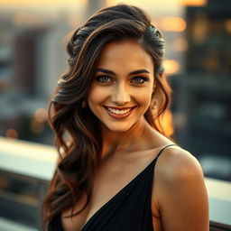 A stunning portrait of Ana de Armas, capturing her alluring beauty and captivating smile