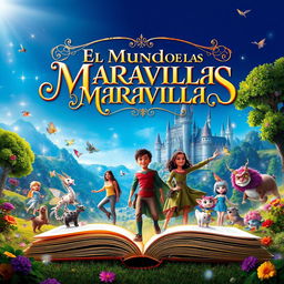 A movie poster featuring a whimsical fairy tale scene depicting magical creatures and enchanted landscapes