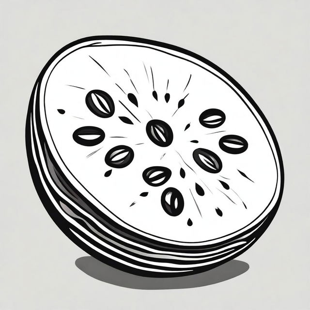 A black and white sharpie drawing, featuring a watermelon