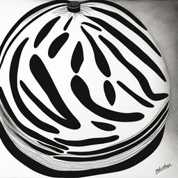 A striking black and white sharpie drawing that displays a watermelon