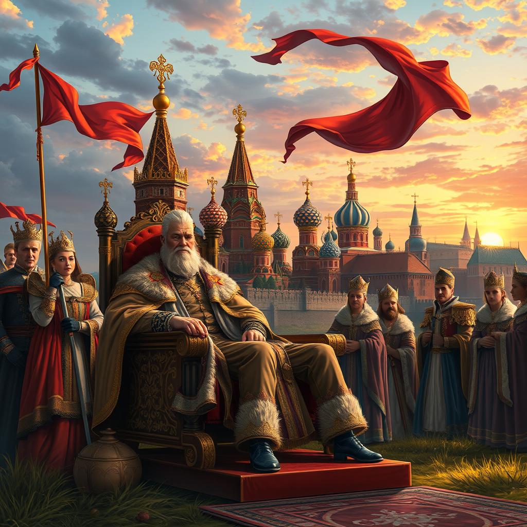 A dramatic and illustrative scene depicting the powerful Russian Empire in the 16th century