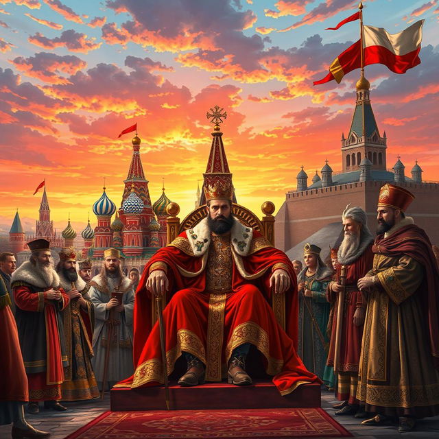 A dramatic and illustrative scene depicting the powerful Russian Empire in the 16th century