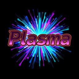A vibrant and dynamic t-shirt design featuring the name 'Plasma' in bold, artistic typography
