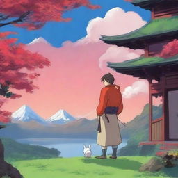 Generate a high-quality digital art image in the style of Studio Ghibli's 'Spirited Away'