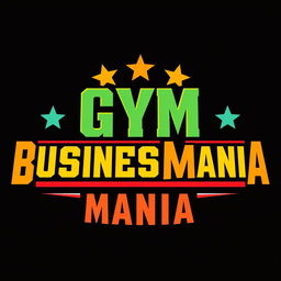 A retro-styled logo inspired by the classic WWF WrestleMania font featuring the text 'GYMBUSINESSMANIA'