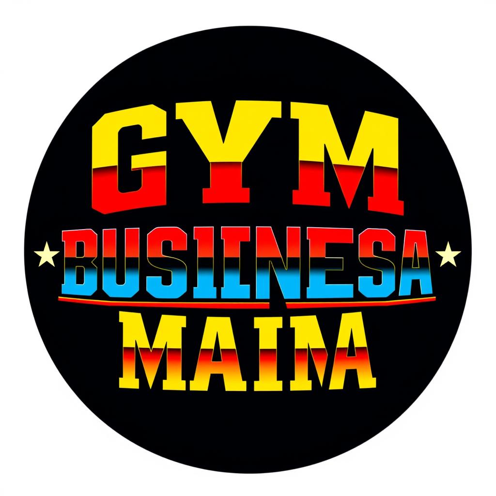 A retro-styled logo inspired by the classic WWF WrestleMania font featuring the text 'GYMBUSINESSMANIA'