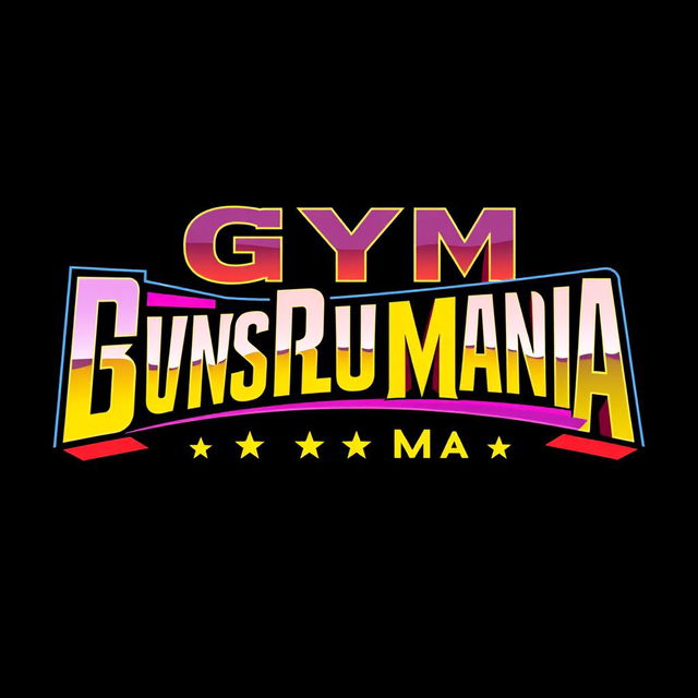 A vibrant and bold depiction of a retro wrestling logo that says "GYMBUSINESSMANIA" in a style reminiscent of classic WWF WrestleMania fonts