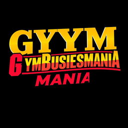 A vibrant and bold depiction of a retro wrestling logo that reads "GYMBUSINESSMANIA" using a font reminiscent of classic WWF WrestleMania branding
