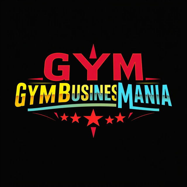 A striking and bold representation of a retro wrestling logo featuring the text "GYMBUSINESSMANIA" in an iconic font inspired by the classic WWF WrestleMania logo