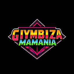A retro-style logo for 'GYMBIZMANIA' inspired by the classic WWF WrestleMania design, featuring bold and vibrant letters reflecting the 1980s wrestling persona
