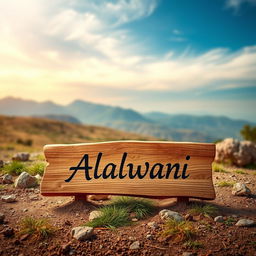 An artistic design that expresses a traditional character, featuring a natural landscape background with an open sky, a ground covered with a bit of grass and some rocks