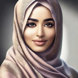 A high-quality digital art image featuring a Muslim woman