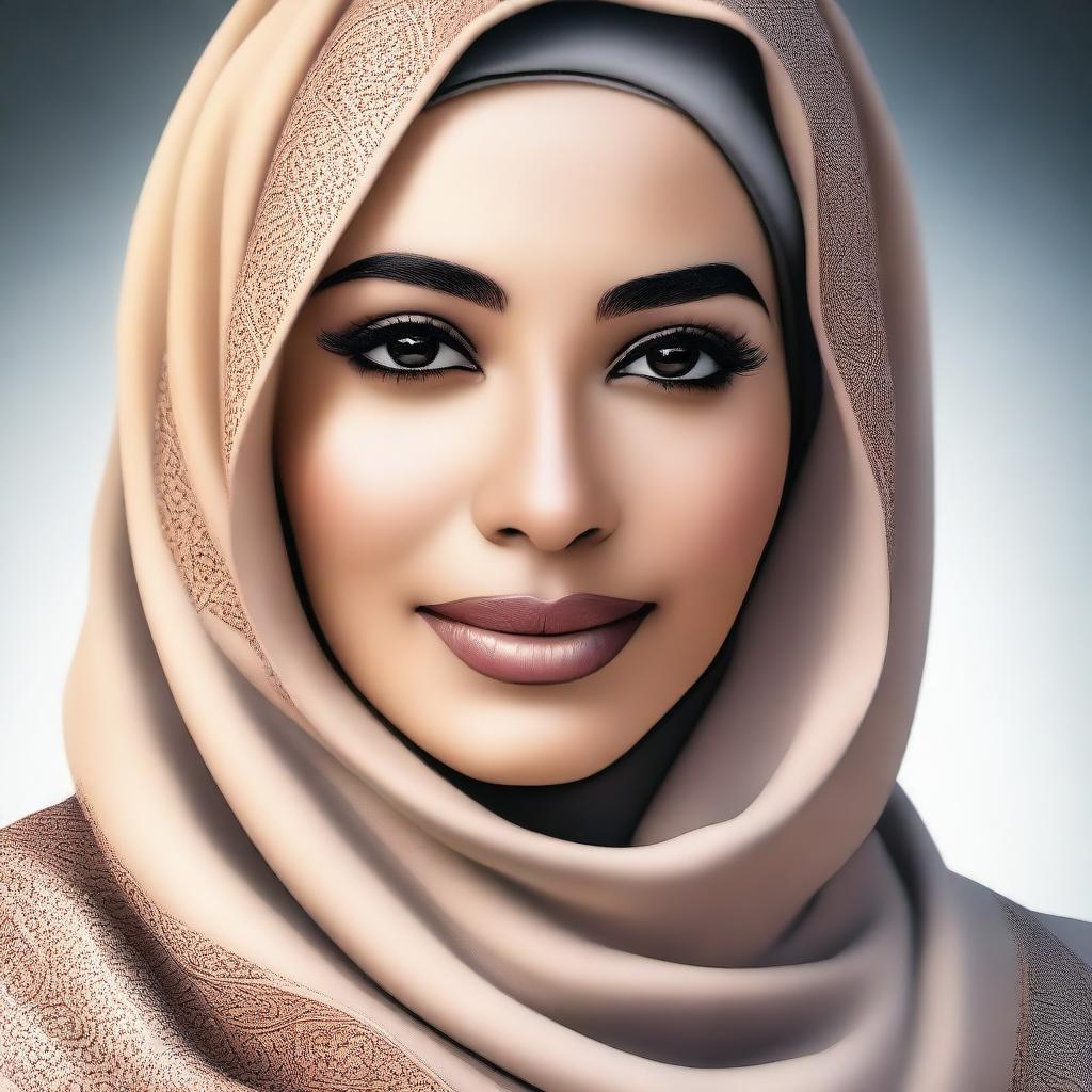 A high-quality digital art image featuring a Muslim woman