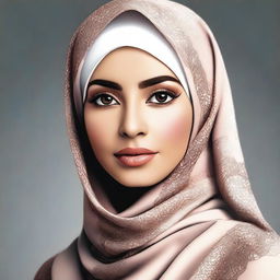 A high-quality digital art image featuring a Muslim woman