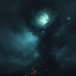 A surreal and expressive digital art piece depicting a metaphorical representation of death