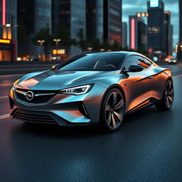 A sleek and innovative futuristic design for the Opel Tigra (1st generation), showcasing a modern, aerodynamic shape