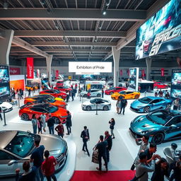 A stunning automotive exhibition scene titled 'Exhibition of Pride', featuring an array of stunning cars