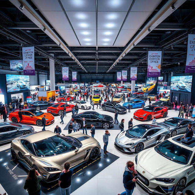 A stunning automotive exhibition scene titled 'Exhibition of Pride', featuring an array of stunning cars