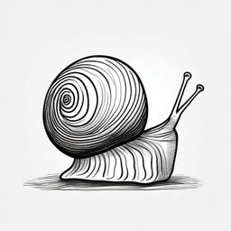 This is a charming black and white pencil drawing of a cute snail