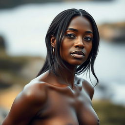 A striking portrait of McKinley Richardson, showcasing an elegant and artistic nude pose