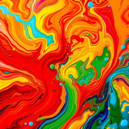 A vibrant and dynamic abstract representation of the concept of energy and expression, featuring bold colors like red, orange, and yellow swirling together, creating an intense visual impact