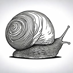 An alternative black and white pen illustration of a snail