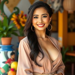 Mayang Yudittia, a beautiful Indonesian woman with a stunning presence and notably large breasts