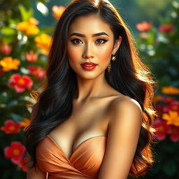 Mayang Yudittia, an exquisite Indonesian woman with striking beauty and an impressive bust