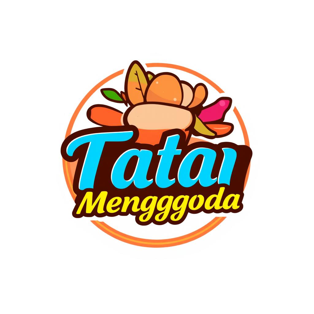 A modern and stylish logo design for 'Tape Ketan Menggoda', featuring vibrant colors and sleek typography