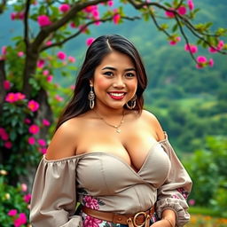 Arlida Putri, a captivatingly beautiful 24-year-old Indonesian woman known for her voluptuous figure, prominently featuring her large bust