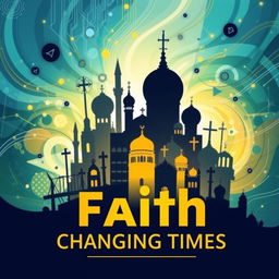 A visually striking poster illustrating the theme of religion in the era of disruption