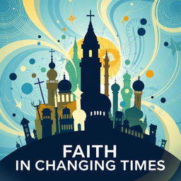 A visually striking poster illustrating the theme of religion in the era of disruption