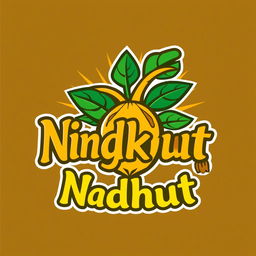 A vibrant and eye-catching logo design for 'Tape Singkong Ndhut', featuring a stylized cassava root as the central element