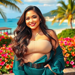 Mayang Yudittia, a stunning Indonesian model and social media influencer, depicted as an embodiment of beauty with an exceptionally curvy figure
