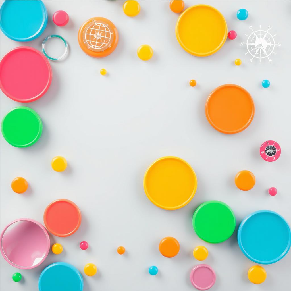 A vibrant and modern poster featuring decorative elements including subtle icons of a globe, a compass, and lines of latitude and longitude scattered throughout the design
