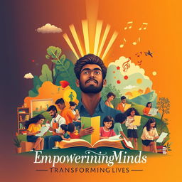 An inspiring and thought-provoking poster that encapsulates the theme 'Education and Arts for Building Superior Humans'
