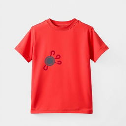 A vibrant red T-shirt designed for boys, featuring a classic crew neck and short sleeves